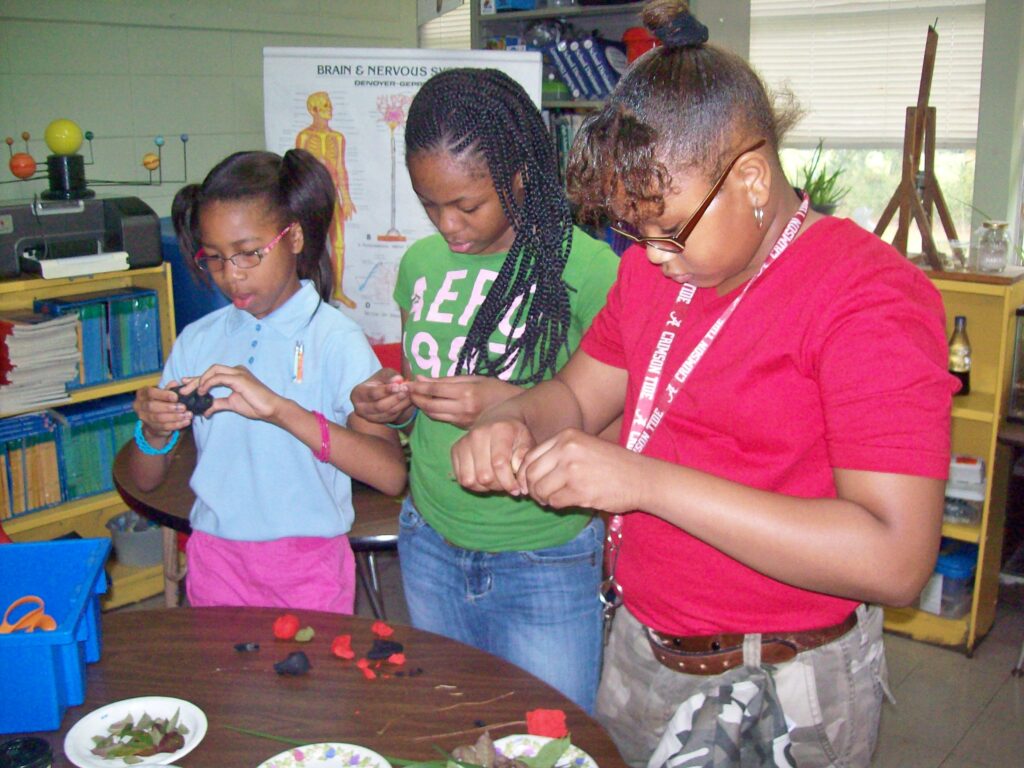 students creating 3-D insects