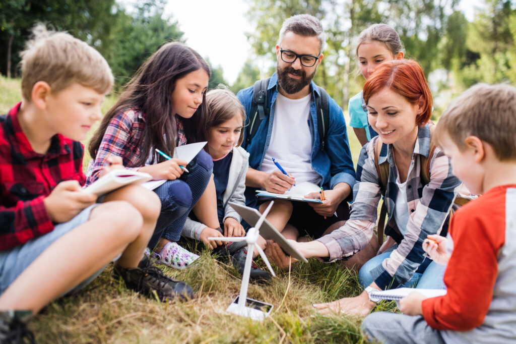 interactive science class outdoors