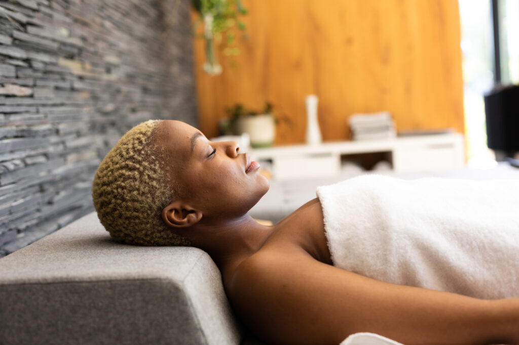 relaxing teacher practicing self-care