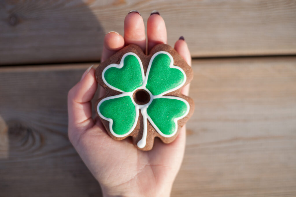 Saint Patrick's Day Shamrock baked cookie