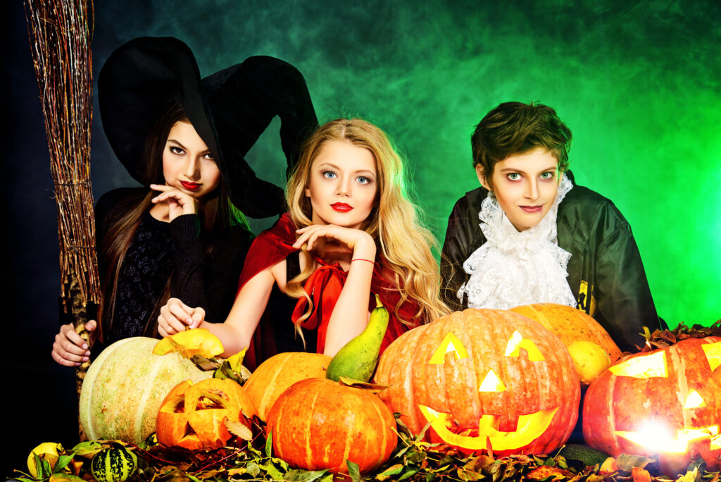 pumpkin decorating Halloween themed