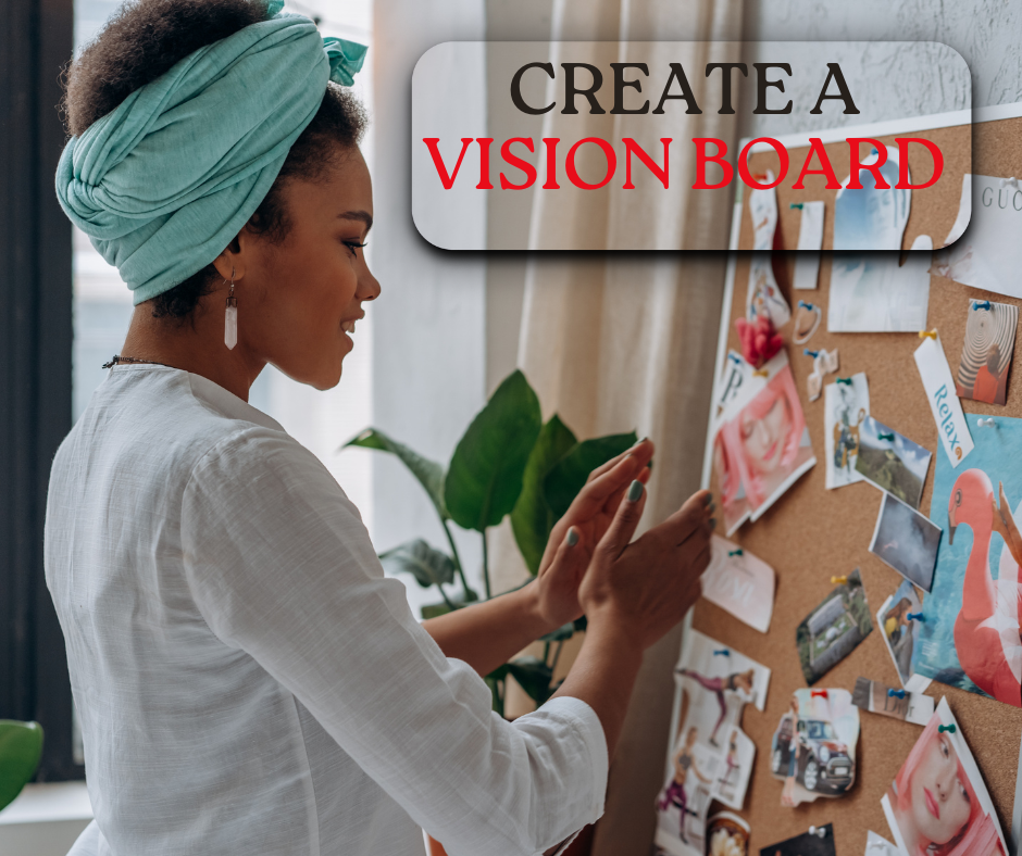 teacher creating a vision board