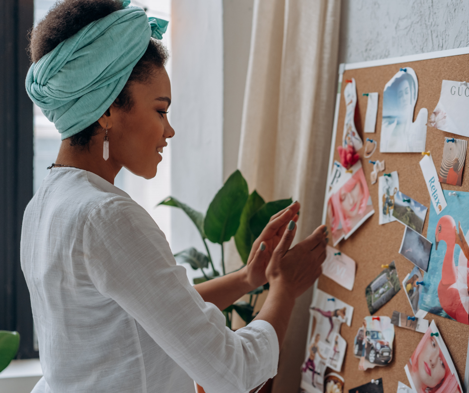 Teacher working on vision board