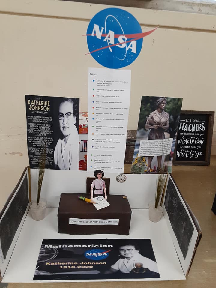 Black history diorama of Katherine Johnson